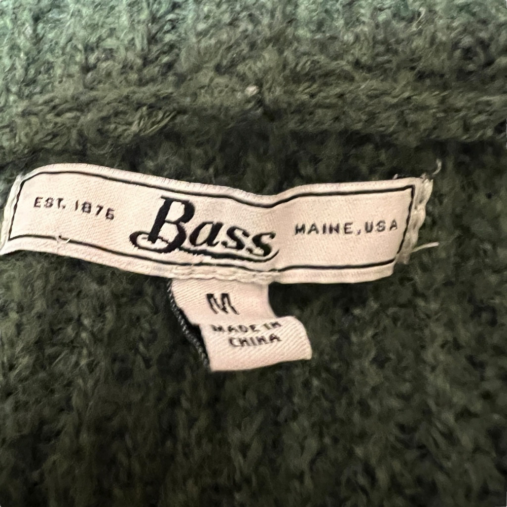 Bass Women’s Hooded Open Front Cardigan Sweater Green Cream Black Striped Size M - Picture 2 of 10